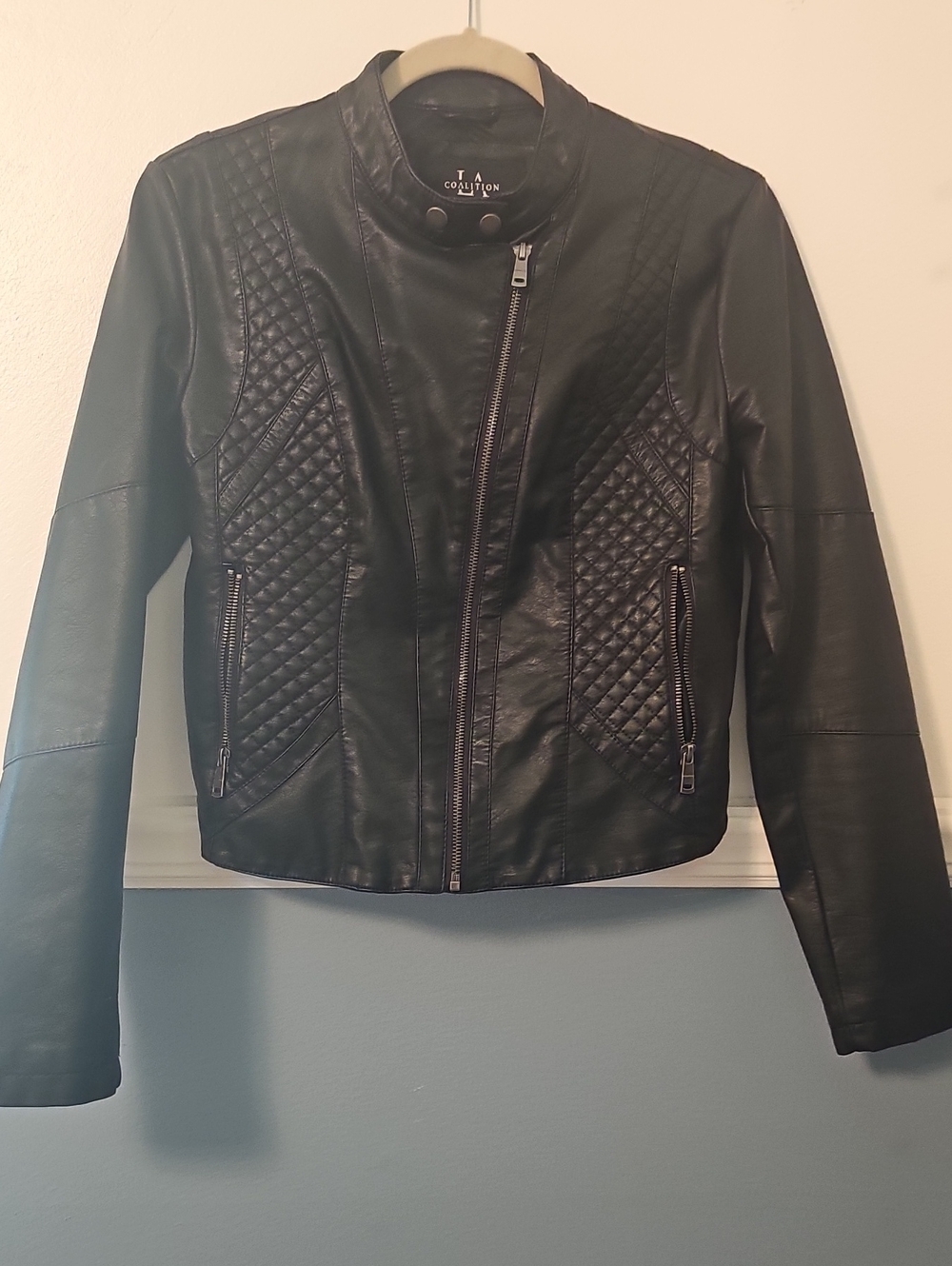 Women’s Black Quilted Faux Leather Jacket